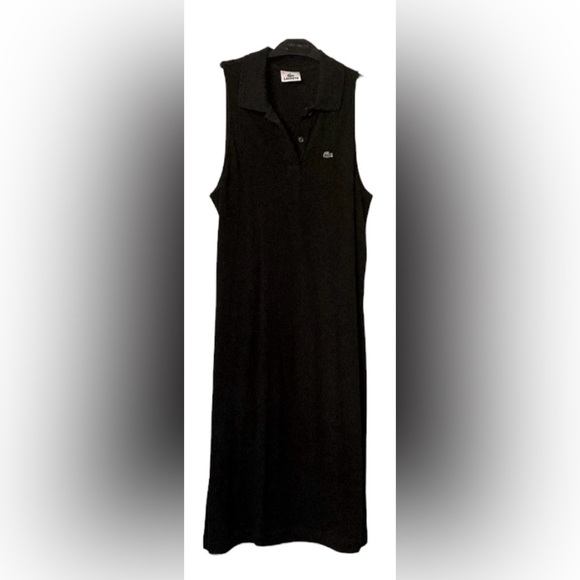 Lacoste Women’s Black Sleeveless Polo Shirt Dress Vintage Tennis Sportswear Sz 6 - Picture 3 of 6